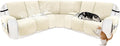 Recliner Sofa Covers 100% Waterproof Velvet L Shape Recliner Couch Covers for Dogs Pets Washable Anti Slip Recliner Slipcovers with Pockets (5 Seat Sofa with 2 Console, Ivory White)