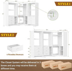 Aheaplus Closet System with 3 Sets, 86.8" Closet Organizer System with 6 Drawers & 4 Hanging Rods, L Shaped Walk-in Closets, Wardrobe Set, Corner Tower, Garment Rack Load 2000+LBS, -X1,White
