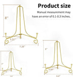 Iron Plate Stands for Display, Foldable Book Holder & Easel Stand for Sign, Versatile Poster Stand and Small Plate Stand for Home Decor, Art, Photo Frame, Card, Crystal Display (Gold, 4 6 8 inch (6Pcs))