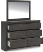Signature Design by Ashley Parlayon Modern 6-Drawer Dresser and Mirror with Anti-Tipping Restraint, Black