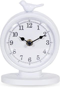 Mantel Clock, Classic Vintage Clocks and Decorative Shelf Decor, Silent Analog Desk Clocks with Light Vintage Metal Table Clock for Living Room Shelf Bedside Home Decor (White)