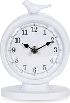 Mantel Clock, Classic Vintage Clocks and Decorative Shelf Decor, Silent Analog Desk Clocks with Light Vintage Metal Table Clock for Living Room Shelf Bedside Home Decor (White)
