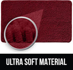 KANGAROO Bathroom Rugs, Chenille Soft Absorbent Bath Rug, Shaggy Shower Mat, Quick Dry Machine Wash Bathmat, Plush Carpet Mats for Tub, Bathtub and Room Home Decor Accessories, 36x24, Red