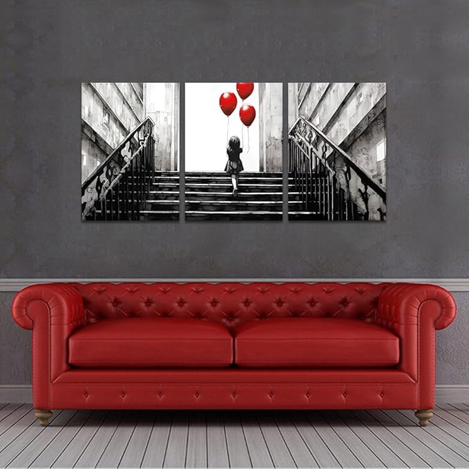 Novatique Graffiti Wall Art Banksy Canvas Wall Art Decor Modern Popular Little Girl Releasing Balloons Funny Graffiti Posters Home Decor for Bedroom Living Room,20" x 28" x 3pcs