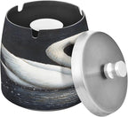 Swans Ashtray with Lid, Outdoor Ashtrays for Patio, Stainless Steel Ashtray Odorless Smokeless for Home Office Balcony