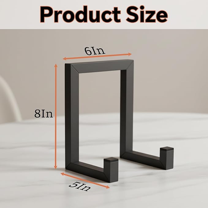 3 Pcs 8 Inch Black Metal Plate Stands for Display, Decorative Table Top Easels Multifunctional Holder for Picture, Book, Platter, Photo