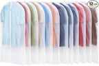 12 Pack Garment Bags for Hanging Clothes - Translucent Suit Bag for Closet Wardrobe Storage Travel - 24" x 42"