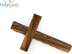 Holy Land Market Olive Wood Wall Cross - Hand Carved Wooden Crucifix with Certificate & Lord's Prayer Card, Authentic Bethlehem Christian Cross Wall Decor - 8 in