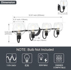 4-Lights Contemporary Bathroom Light Fixtures Over Mirror with Seeded Globe Glass Shades, Black Rustic Vanity Wall Lighting for Bedroom Dressing Cabinet