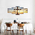 Elephant Stock Holy Cross Wall Art Multi Piece Canvas - 5 Panel Christian Pictures Decor - Digital Design Canvas Print - Christian Wall Decor - 55" X 24"
