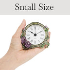 Mini Tabletop Clock, Decorative Vintage Floral Metal Table Clock with Battery Operated for Bedside, Table, Living Room, Home and Office