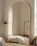 Suidia Arched Full Length Mirror, 81"x41" Floor Mirror Freestanding, Floor Standing Full Body Mirror with Stand for Bedroom, Hanging Leaning Mounted for Living Room Cloakroom, Gold
