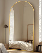 Suidia Arched Full Length Mirror, 81"x41" Floor Mirror Freestanding, Floor Standing Full Body Mirror with Stand for Bedroom, Hanging Leaning Mounted for Living Room Cloakroom, Gold