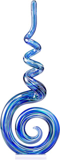 15" Tall Hand-Blown Murano-Style Glass Sculpture Statues Art Ornament Statue Figurines Home Decor Accent Piece Coastal Ocean Nautical Home Decor,Shelf,TV Stand,Tabletop Centerpieces,Wonderful Gift