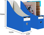 Limitliho Cardboard Magazine Holder for Desk, Book Bins for Classroom Library,Office,Home, 10.6" H x 10.2" L x 3.5" W in file holder(Blue, 6 Pack)