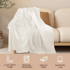 24 Pcs Fleece Blankets Bulk 60 x 50 in, Soft Lightweight Throw Blankets in Bulk for Wedding Bed Couch Outdoor Use Homeless, Large Cozy Wool Valentine's Blankets(White)