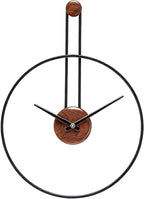Modern Minimalist Wall Clock, Black Metal Ring and Wooden Face, Natural Style Silent Non-Ticking for Living Room, Bedroom, Office Decor, 21.6"x28.7"