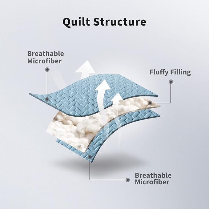 Maple&Stone Quilt Set Queen Size, Lightweight Light Blue Bedspread Ultrasonic Chevron Pattern Light Coverlet for All Season Comforter Bedding Decor - 3 Piece Full Bed Cover Sets