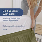 Wrap Around Dust Ruffle Bed Skirt - Sage Green - for King Size Beds with 15 Inch Drop - Elastic Strap - Adjustable Pleated Bedskirt with Brushed Fabric and Wrinkle Free - for Women, Men, Kids & Teens