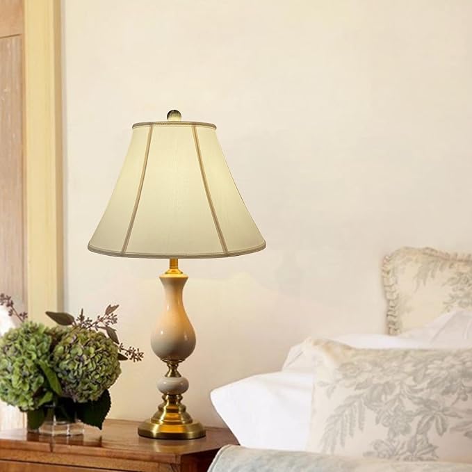TOOTOO STAR Bell Lamp Shades, 7" x 15" x 10.5" Royal Style Spider LampShade or Table and Floor Lamps, Home Decor Beige Floor Lamp Table Lamp Shade