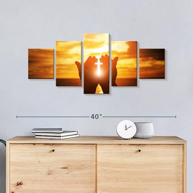 Elephant Stock Religion Wall Art Multi Piece Canvas - 5 Panel Christian Pictures Decor - Digital Design Canvas Print - Christian Wall Decor - 36" X 15"