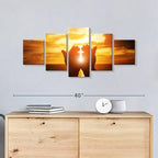 Elephant Stock Religion Wall Art Multi Piece Canvas - 5 Panel Christian Pictures Decor - Digital Design Canvas Print - Christian Wall Decor - 36" X 15"