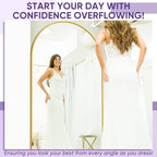 Full Length Mirror, 91"x46" Oversized Floor Mirror Freestanding, Full Body Mirror Floor Standing Mirrors with Stand, Hanging Mounted Mirrors for Bedroom Living Room, Gold, Arched Style