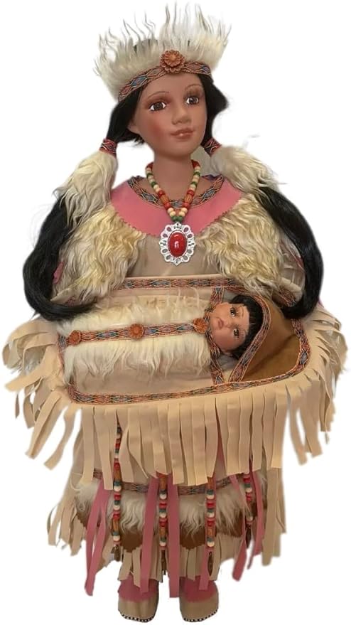 KINNEX COLLECTIONS SINCE 1997 24" Collectible Native American Indian Porcelain Doll (Papoose Woman)