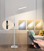 Dimunt LED Floor Lamp, Bright 15W Floor Lamps for Living Room with 1H Timer, Stepless Adjustable 3000K-6000K Colors & Brightness Standing Lamp with Remote & Touch Control Reading Floor Lamps-Silver
