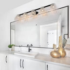 5-Light Bathroom Light Fixtures,Crystal Black Vanity Lights for Bathroom,Modern Bathroom Lights Over Mirror, Black Vanity Light Fixtures