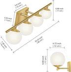 New Bathroom Vanity Light Fixtures Brushed Brass Milk White Globe Glass Shade 4 Lights Modern Wall Bar Sconce Over Mirror