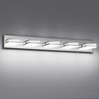Modern LED Bathroom Lights Fixtures(5-Light),Stainless Steel Chrome Acrylic Wall Lighting,Vanity Lights for Bathroom Over Mirror(6000k 34in)