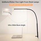 LED Desk Lamp for Office Home, Adjustable Flexible Eye-Caring Desk Light with,5 Modes 10 Brightness Adjustment, USB Adapter Desk Lamp with Clamp-LK-B