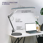 Neatfi XL 2,200 Lumens LED Task Lamp, 24W, 117 Pcs SMD LED, 23 Inches Ultra Wide Lamp, 4 Level Brightness Dimmable, Eye-Caring Light, Glare Free (Non-CCT with Base, Silver)