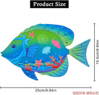 Oraytteo Metal Fish Wall Decor, Set of 4 Sea Fish Wall Art Decorations for Barthroom Fence Pool Patio Decor, Indoor or Outdoor Decorations, Gifts for Mom Dad Friends