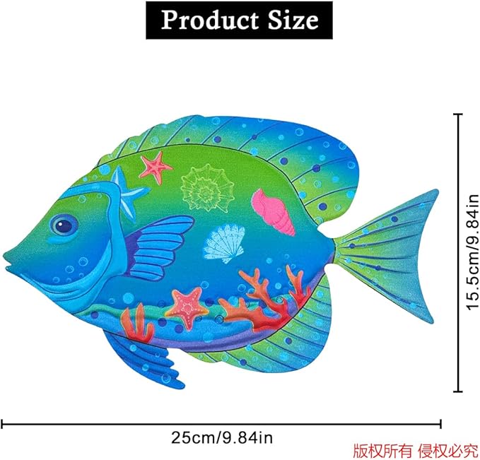 Oraytteo Metal Fish Wall Decor, Set of 4 Sea Fish Wall Art Decorations for Barthroom Fence Pool Patio Decor, Indoor or Outdoor Decorations, Gifts for Mom Dad Friends