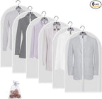 6 Pack Garment Bags for Hanging Clothes (24x40") - Dustproof Suit Bags for Closet Storage - Durable PEVA Covers with Sturdy Zipper for Coats, Jackets & Dresses (Translucent)