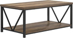 FOLUBAN Coffee Table with Storage Shelf, Modern Industrial Metal and Wood Living Room Table, Small Rectangle Cocktail Tea Table for Bedroom Home Office, Rustic Oak, 39.3 Inch