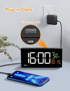 Netzu Alarm Clocks for Bedrooms, Digital Clock with Date Temperature and Weekday, Manual DST, Snooze, 2 Alarms, 4 Volumes for Living Room Home Bedside Desk (Black)