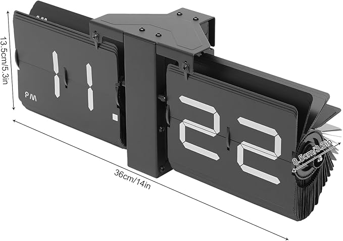 Retro Flip Clock, Battery Powered Desk & Wall Shelf Clock Flipping Out Wall and Tabletop Flip Clock with Mechanical Number Display Noise-Free Operation Oversized Flip Digits