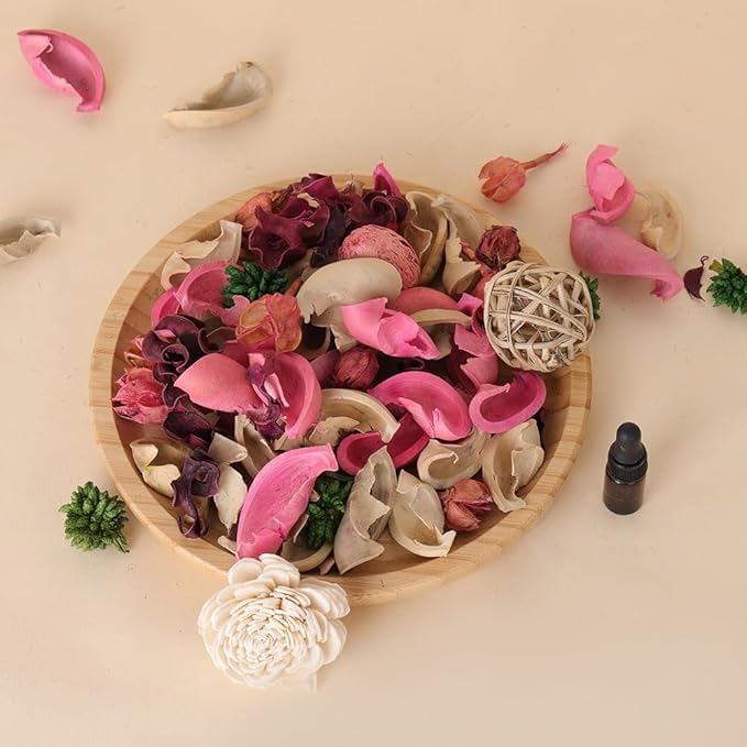 KAV Potpourri Bowl Filler, Spring Pot pourri Dried Flower Vase Fill Mix, Home Decor Scented Dry Petal Popori, Roses and Garden Scents, Natural Flower Home Fragrance 14 oz (Pretty Pink)