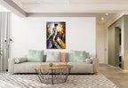 zoinart Hand Painted Modern 3D Oil Paintings on Canvas Wall Art 28x40 Inches Fiddler Girl Abstract Vertical Wall Art Large Framed Artwork for Home Decorations Wall Decor