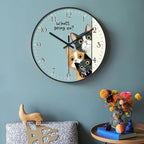 8 inch Plastic Wall Clock Battery Operated, Decorative Round Wall Clock, Quiet Wall Clock, Cat Pattern