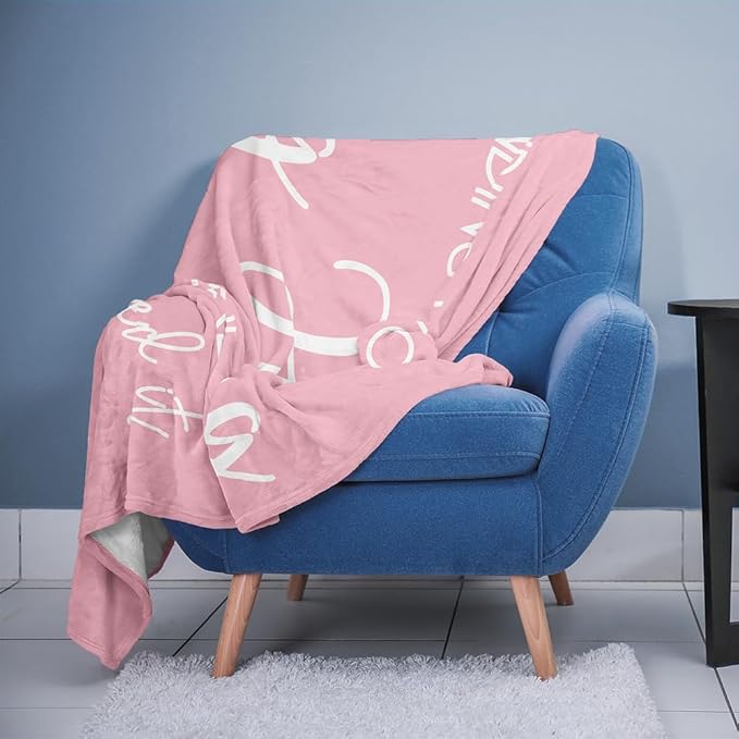 Pubrave Breast Cancer Gifts for Woman, Get Well/Inspirational/Sympathy/Thinking of You/Feel Better Gifts for Women, Healing Blanket Pink 60x50in