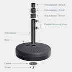 HOMSHADE 80lbs Patio Umbrella Stand, H12 Heavy Duty Base for Outdoor Market Umbrella, Fillable Weights with High-Density HDPE Material for Outside Patio(Black,Round)