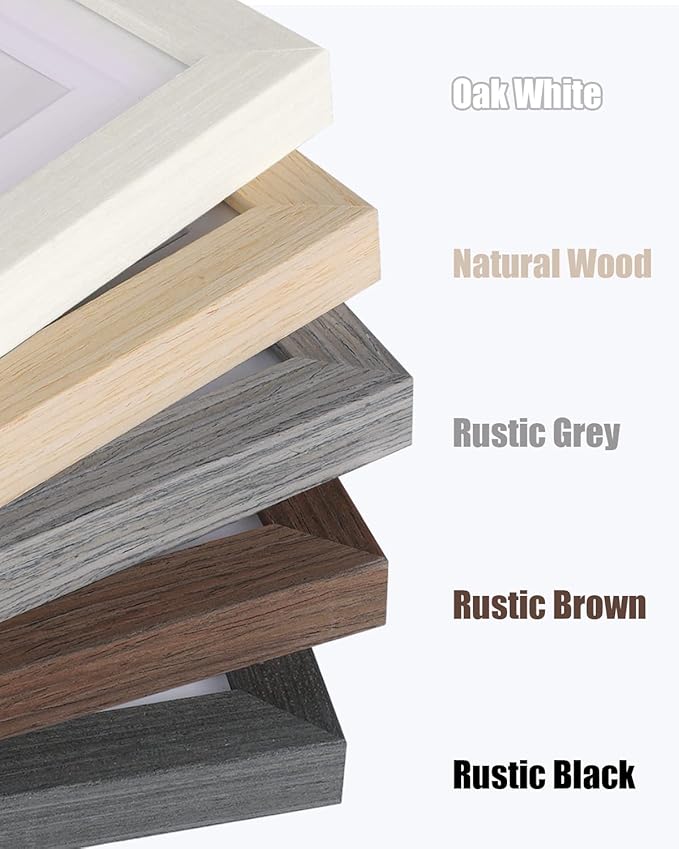 Egofine 11x14 Picture Frames Set of 4, Made of Solid Wood Covered by Plexiglass 5x7 and 8x10 with Mat or 11x14 without Mat, for Table Top Display and Wall Mounting Photo Frame Brown
