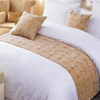 OSVINO Solid Color Chenille Soft No Fading Modern Bed Runner Bedding Scarf Protection (240X50cm for 180cm Bed, Gold)