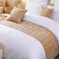 OSVINO Solid Color Chenille Soft No Fading Modern Bed Runner Bedding Scarf Protection, Gold, 210X50cm for 150cm Bed