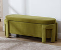 Kmax 50" Storage Ottoman Bench Modern Velvet Entryway Bench Comfy Upholstered End of Bed Bench for Hallway Entrance Bedroom Corner, Olive Green