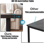 IBF Industrial Grey Coffee Table, Modern Simple Wood and Metal Center Tables, Minimalist Rectangle Wooden Living Room Table, Vintage Rustic Cocktail Tea Table for Home Bedroom, Dark Gray Oak, 39 inch